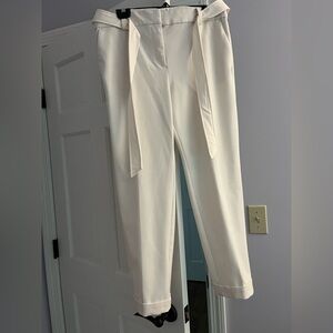 Size 10 Loft cuffed and belted trousers in winter white.